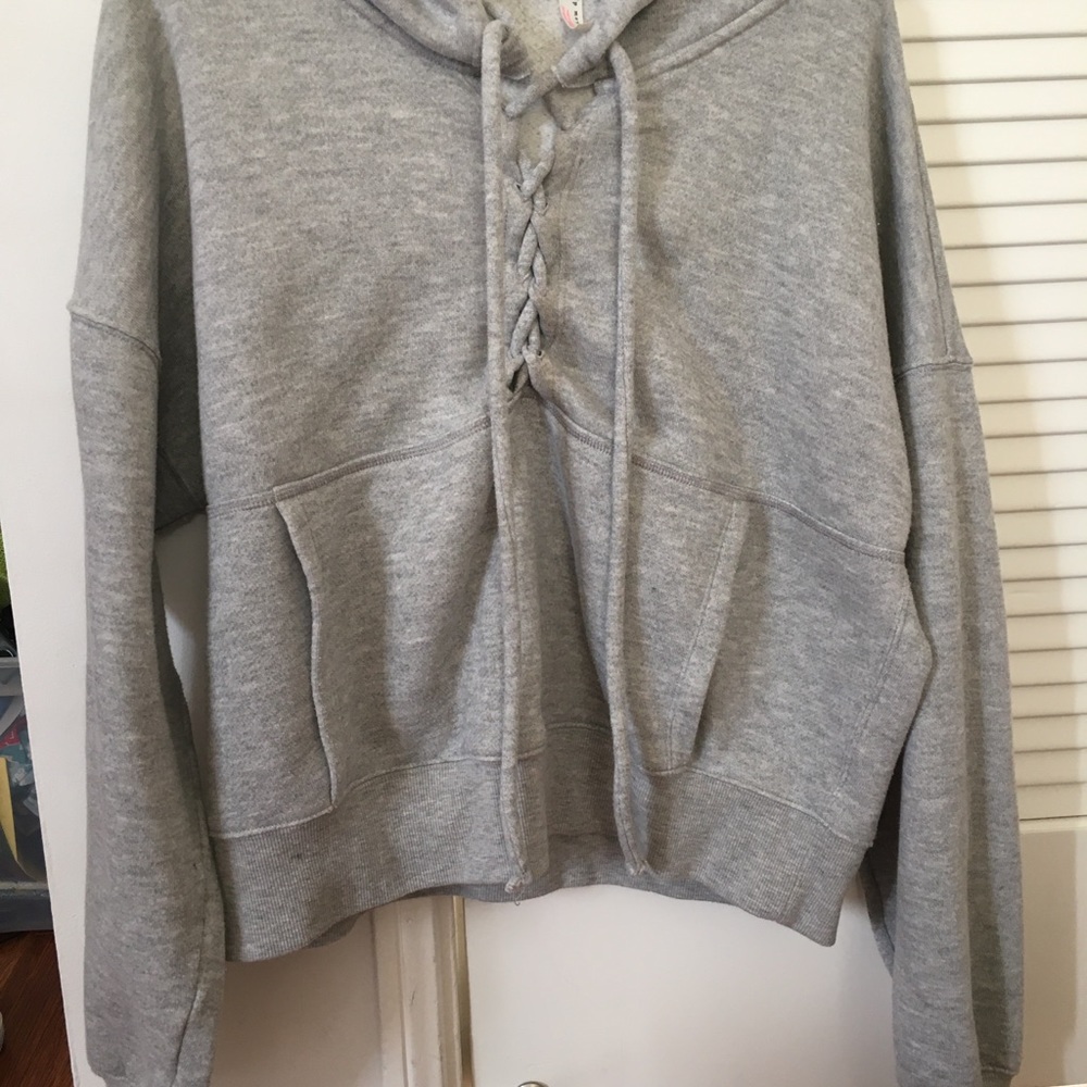 Free people, grey sweatshirt, braided front